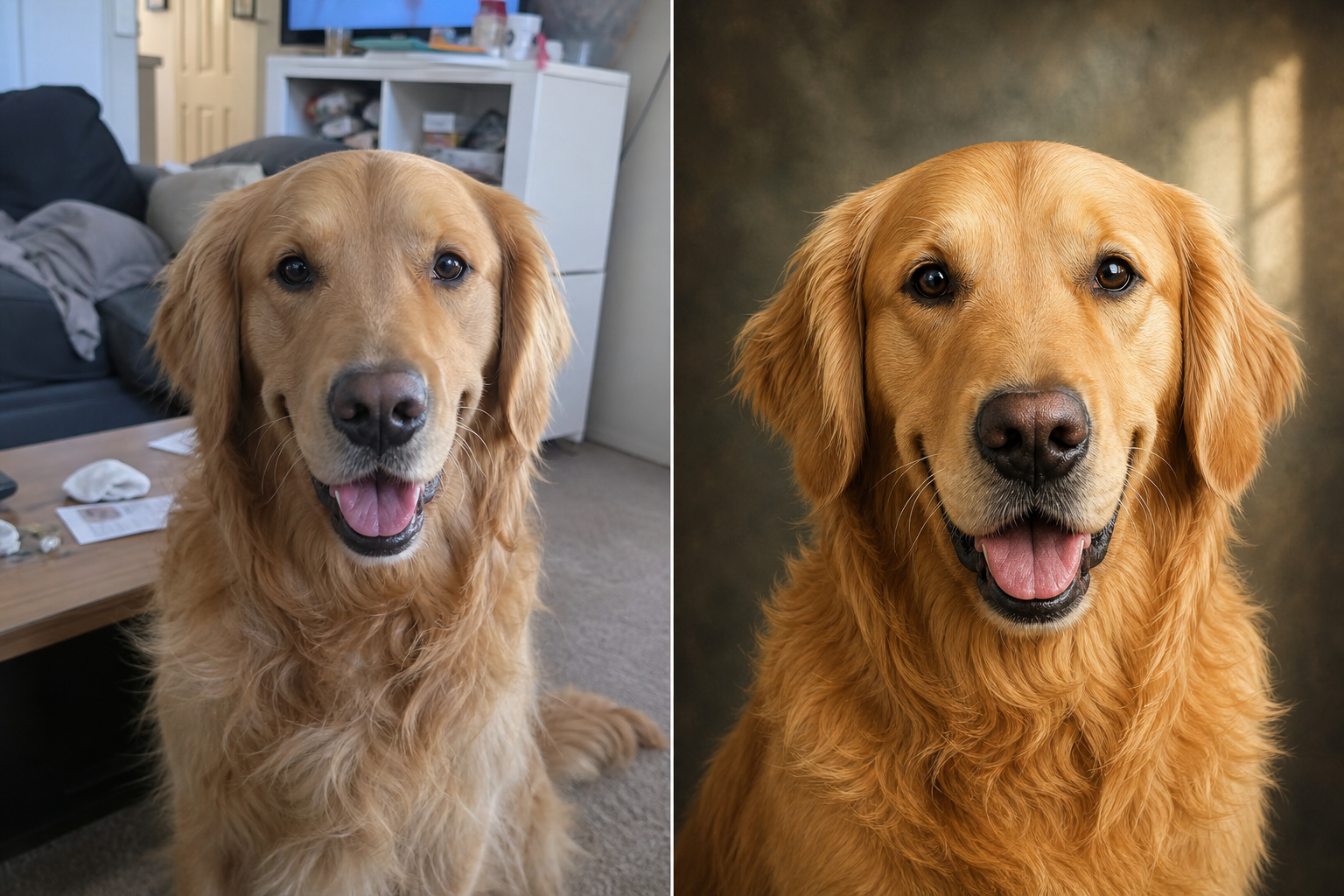 Warm editorial portrait of a pet